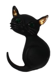 Брошь «Котёнок», 2*3,5 см, черная глянцевая с золотистым
