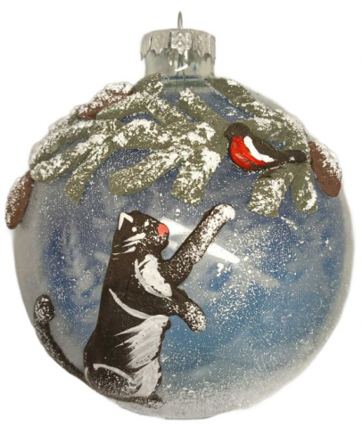 Игрушка елочная «Кот с подарками», диаметр 100 мм Игрушка елочная «Кот с подарками», диаметр 100 мм