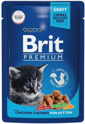 Корм влажный Brit Premium Kitten (для котят) 85 г, «Цыпленок в соусе»