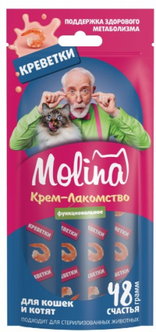 Лакомство для кошек Molina 48 г, с креветками