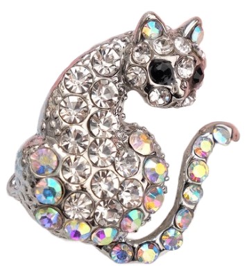 Брошь «Дикая кошка», 3,5*2 см, цвет радужно-чёрный в серебре