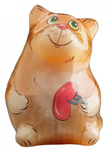 Сувенир селенитовый высота 7,5 см, «Кот с сосиской»