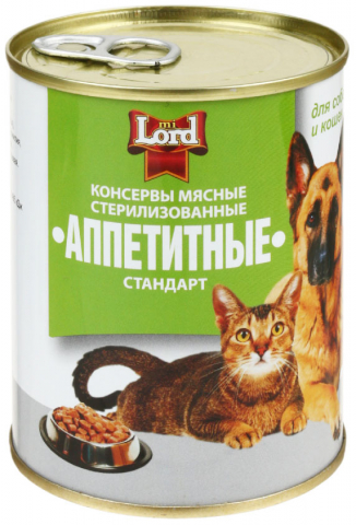 Консервы для кошек и собак «Слонимский мясокомбинат», 338 г, «Аппетитные. Стандарт»