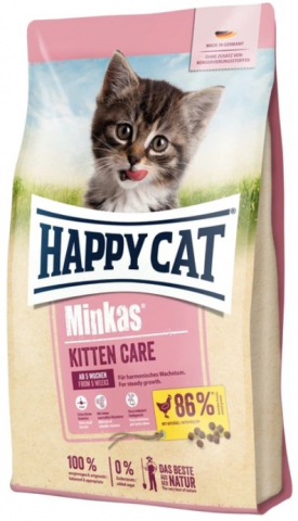 Корм сухой Happy Cat Minkas Kitten Care (для котят), 0,5 кг, домашняя птица, для котят с 1 месяца 