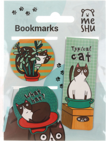 Закладки магнитные для книг Meshu, 3 шт., Juisy Cat