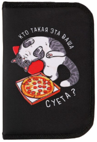 Пенал однокамерный с откидным карманом Calligrata, 140*210*40 мм, «Кот суета» (с косметичкой) Пенал однокамерный с откидным карманом Calligrata, 140*210*40 мм, «Кот суета» (с косметичкой)