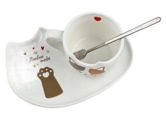 Чайная пара Sima-Land объем кружки 200 мл, «Люблю тебя» (с ложкой)