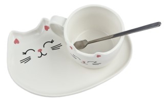 Чайная пара Sima-Land, объем кружки 200 мл, «Кошечка» (с ложкой)
