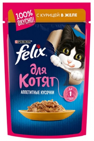 Корм влажный Purina Felix (для котят), 75 г, курица