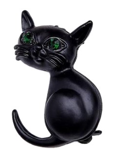 Брошь «Котёнок», 2,5*3 см, чёрная в серебре