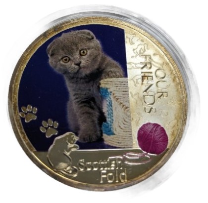 Монета в круглой коробке Our Friends, диаметр 3,9 см, Scottish Fold