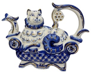 Чайник «Кошка» (керамика), 16,3*20,5 см, гжель