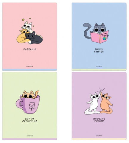 Тетрадь общая А5, 48 л. на скобе ArtSpace «Рисунки. Joky Cats», 163*205 мм, клетка, ассорти