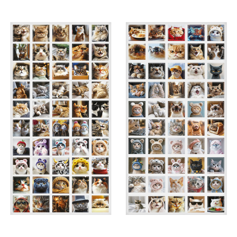 Набор наклеек ПВХ Meshu 5×5 см, 100 шт., Cats, ассорти Набор наклеек ПВХ Meshu 5×5 см, 100 шт., Cats, ассорти