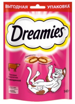 Лакомство для кошек Dreamies (для взрослых кошек) 140 г, «Говядина»