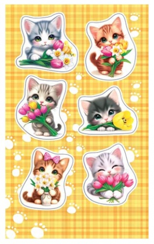 Наклейки детские «Мир открыток» 92×153 мм, «Котята с букетами» Наклейки детские «Мир открыток» 92×153 мм, «Котята с букетами»