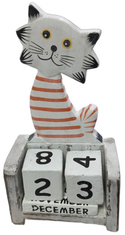 Благотворительный деревянный настольный календарь «Вечный», 7*4*14 см, «Полосатый кот» (англ.яз.: месяцы) Благотворительный деревянный настольный календарь «Вечный», 7*4*14 см, «Полосатый кот» (англ.яз.: месяцы)