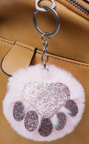 Брелок меховой Sima-Land, 12*7*7 см, «Розовая лапка с блестками»