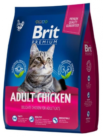 Корм сухой Brit Premium Cat Adult (для взрослых кошек), 400 г, с курицей