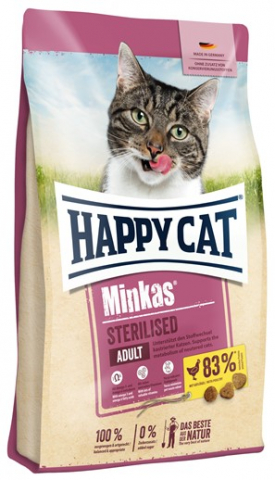 Корм сухой Happy Cat Sterilised Adult для стерилизованных кошек, для кожи и шерсти, 10 кг, домашняя птица