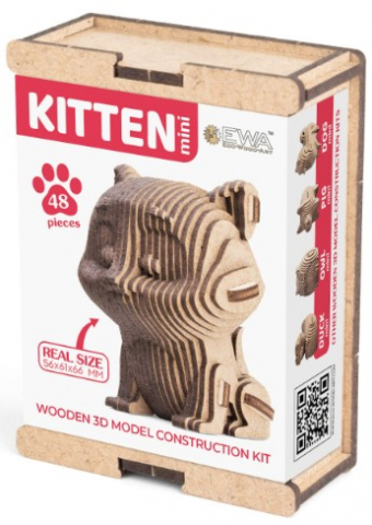 Конструктор-мини деревянный Ewa, 83*113*35 мм, «Кошечка»