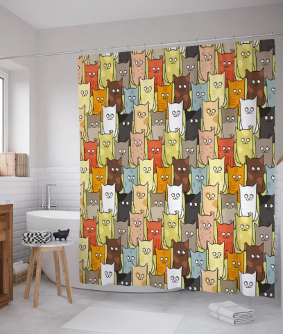 Фотоштора в ванную Joy Textile, 180*200 см, «Котятки»