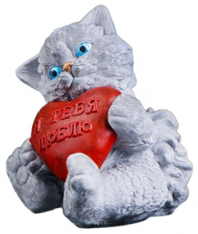 Фигура гипсовая «Котик с сердцем. Я тебя люблю», 13*10*11 см, серый Фигура гипсовая «Котик с сердцем. Я тебя люблю», 13*10*11 см, серый