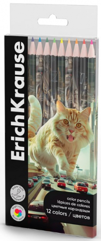 Карандаши цветные ErichKrause Big City Cats, 12 цветов