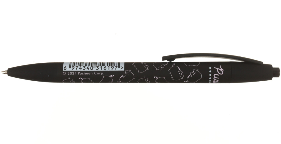 Ручка шариковая автоматическая одноразовая Pusheen корпус черный, стержень синий Ручка шариковая автоматическая одноразовая Pusheen корпус черный, стержень синий
