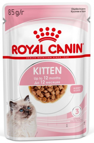Корм влажный Royal Canin Kitten (для котят), 85 г (в соусе; в период 3 фазы роста — до 12 мес.)