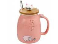 Кружка керамическая с деревянной крышкой и ложкой «Эврика» Кружка керамическая с деревянной крышкой и ложкой «Эврика»